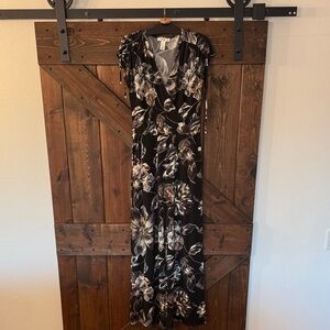White House Black Market Black and White Floral Jumpsuit
